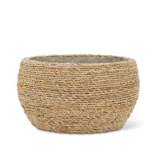 Cache-pot de taille basse recouvert de jute