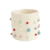 Cache-pot en feutre avec pompons multicolores