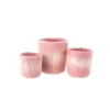 Cache-pot en laine rose et blanc