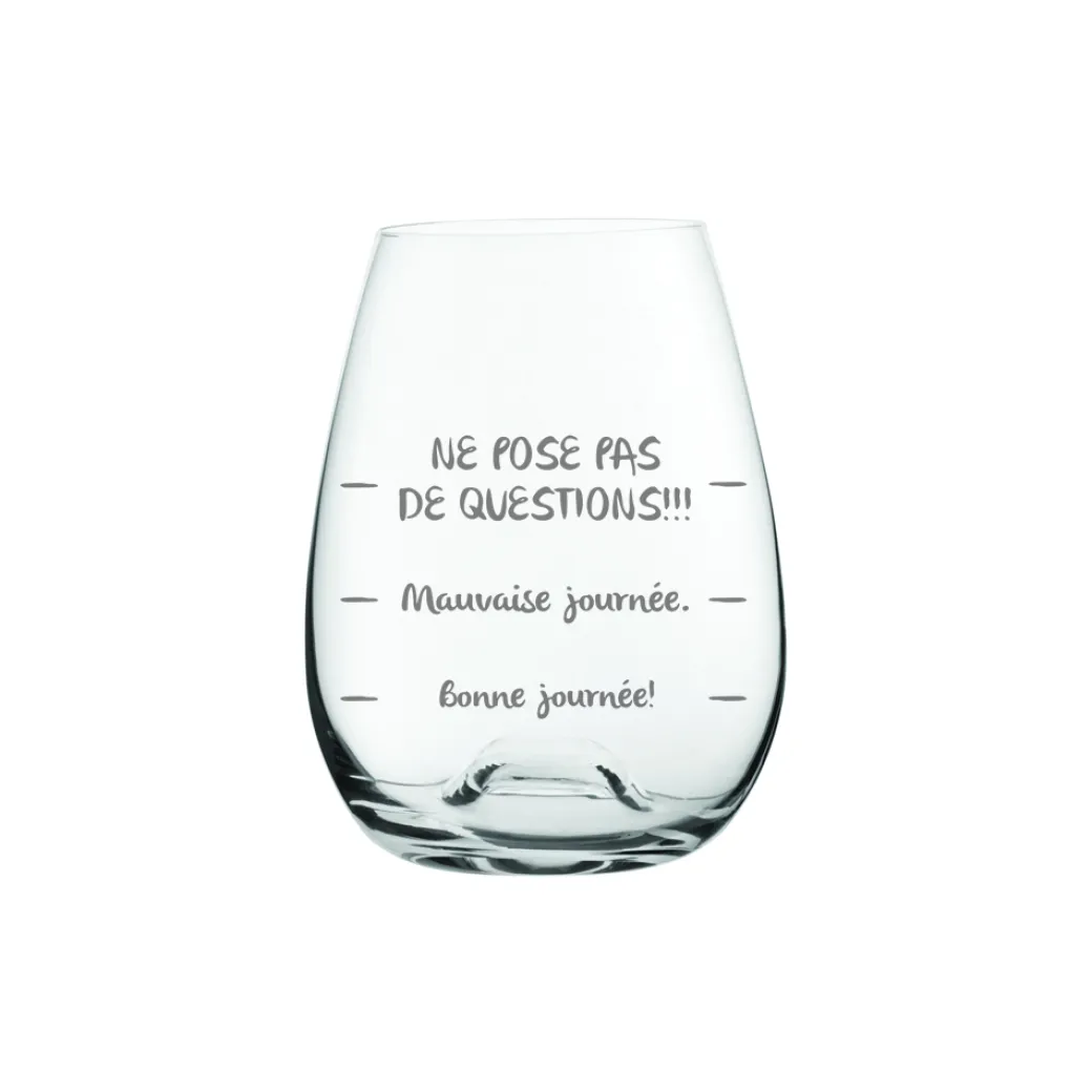 Verre à vin sans pied « Ne pose pas de questions » par la Maison du Bar
